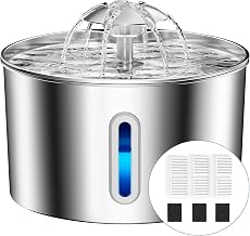 Cat Water Fountain Stainless Steel - 74oz/2.2L Automatic Large Pet Watering Bowl Dispenser for Indoor Dogs - Drinking Fountains with 3 Filter, Gifts for Cats and Kitty - Dog Waterer Bowls No Spill