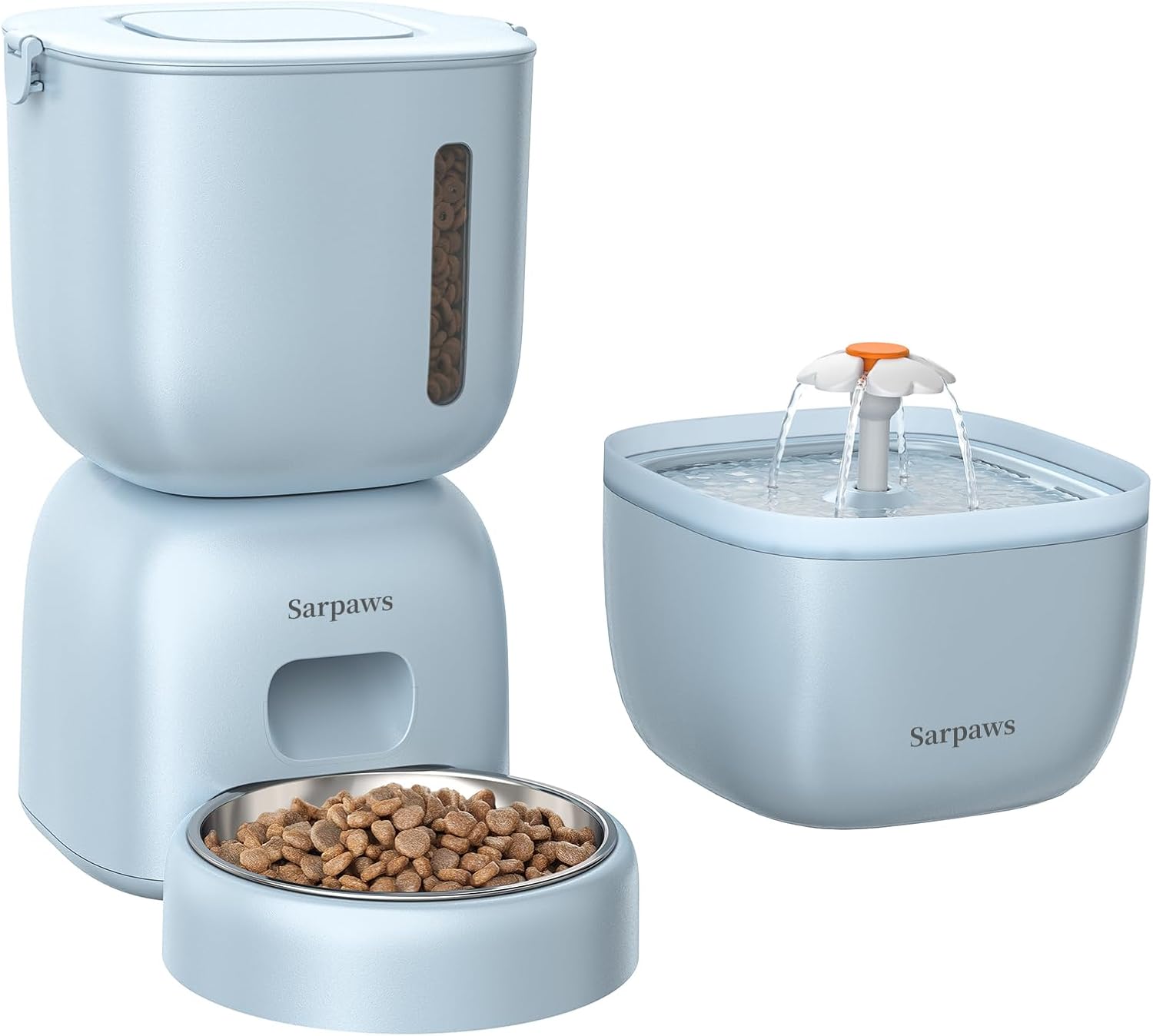Automatic Cat Feeder and Water Dispenser FW1, Wire or Battery Cat Food Dispenser Timer Pet Feeder