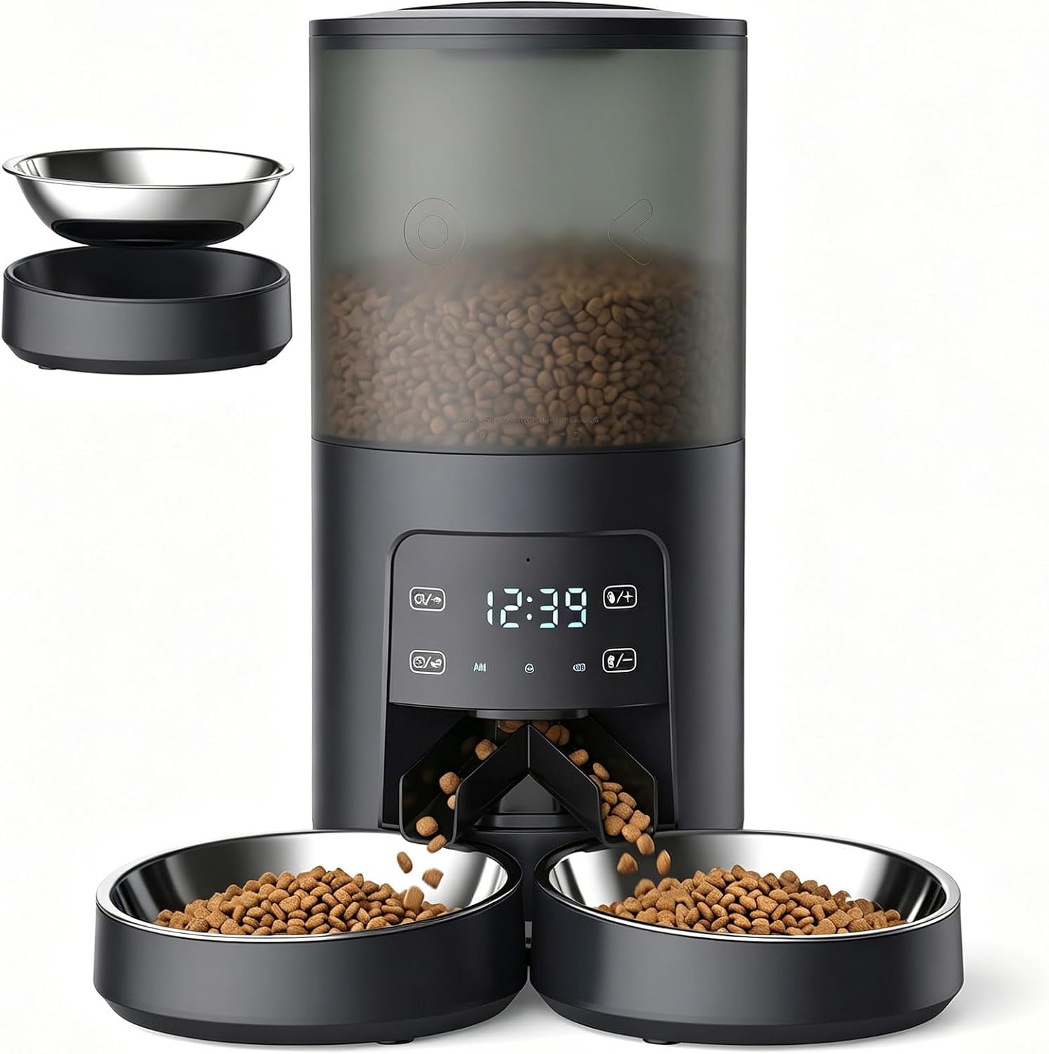 Sweetcrispy Automatic Cat Feeder for 2 Cats, 6L Automatic Pet Feeder, Black |...